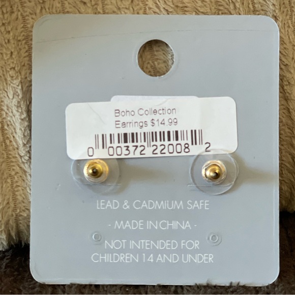 Gold and Gray Lock Circle Stud Earrings β AD Project - Picture 4 of 6